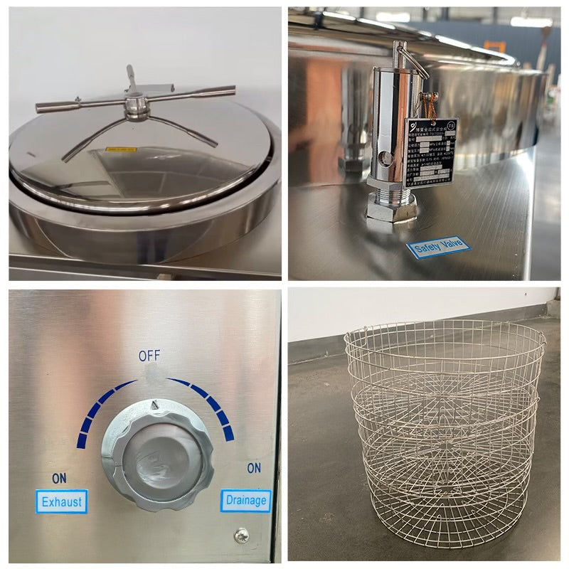 200L Commercial Pressure Sterilizer - Digital Electric Mushroom Autoclave collage