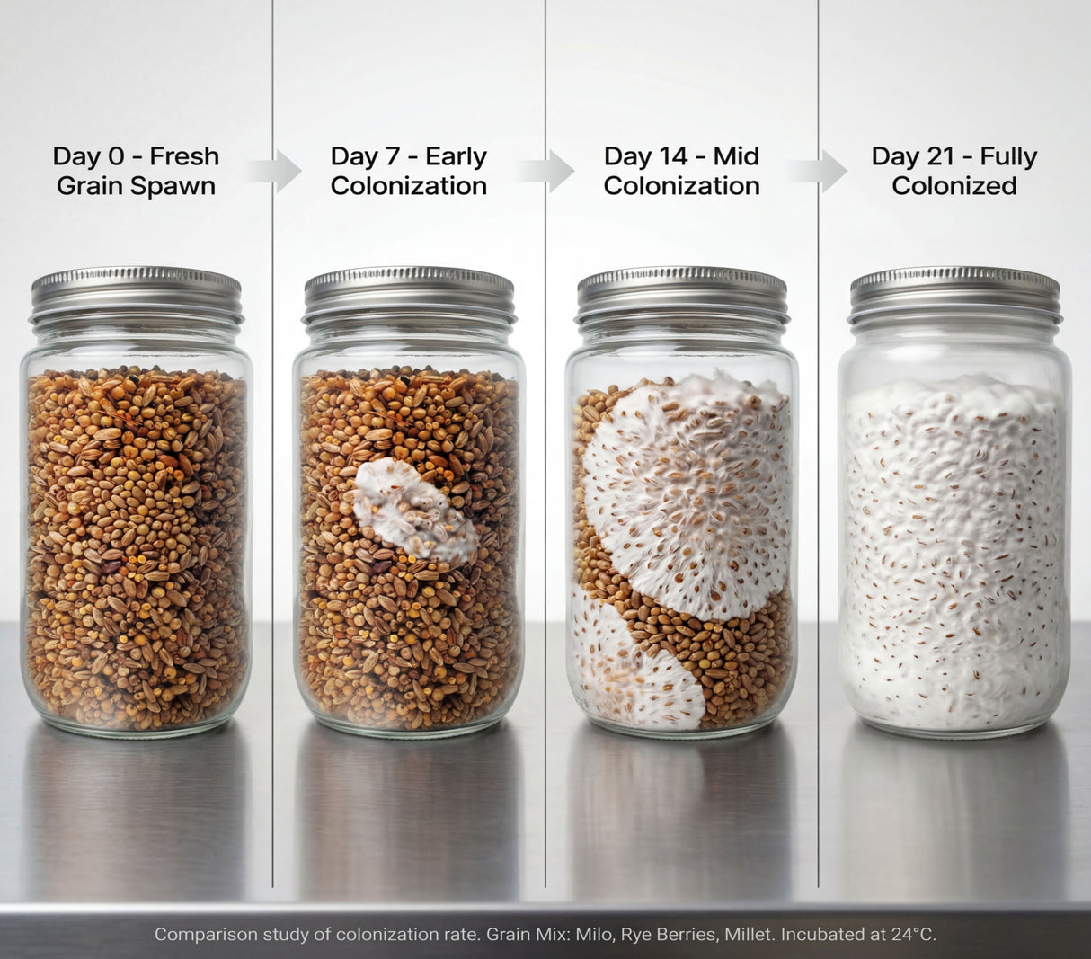 3-Pack Premium Quick-Colonizing 5-grain Jar (32oz)