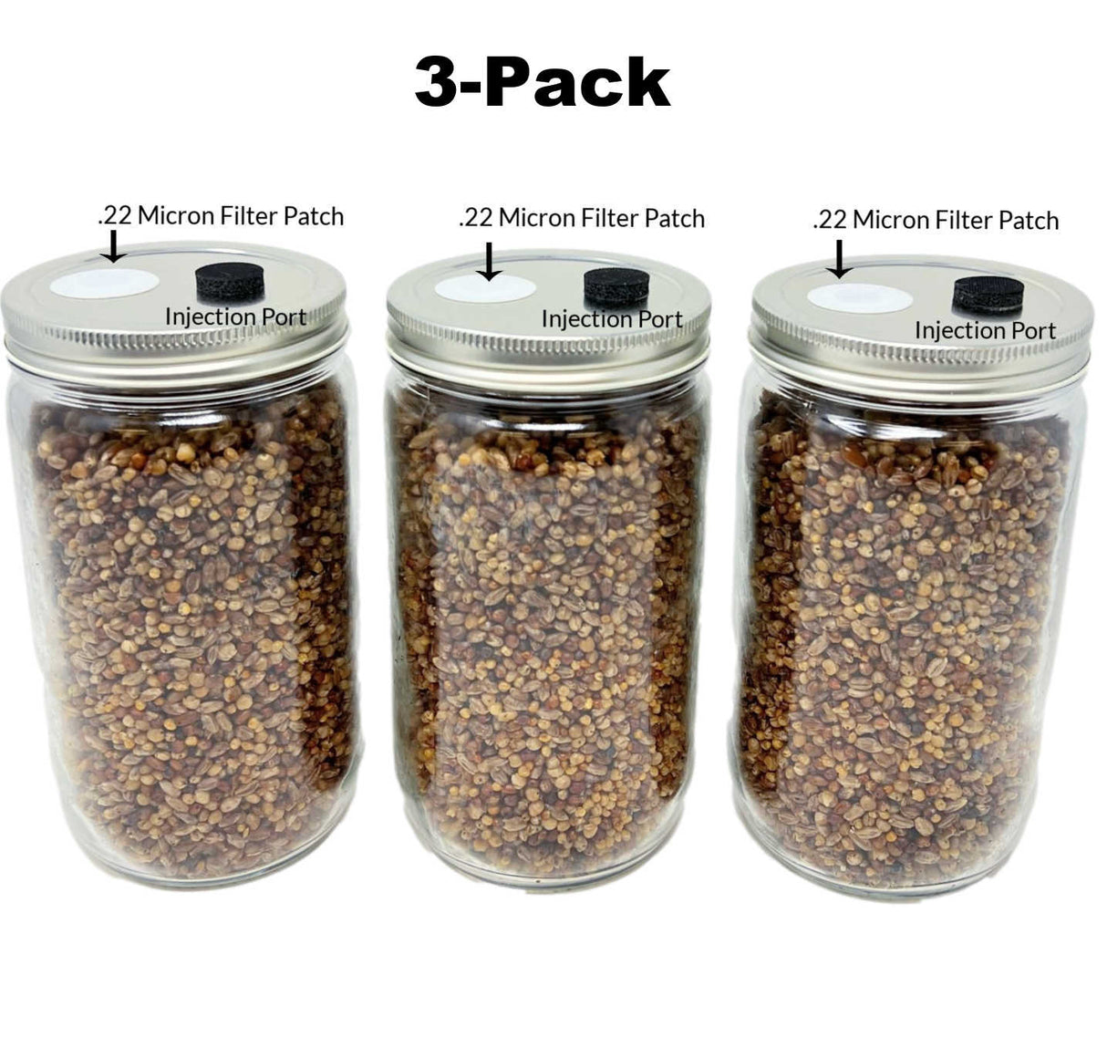 3-Pack Premium Quick-Colonizing 5-grain Jar (32oz) - Midwest Grow Kit's Substrate Jars (Image 2)