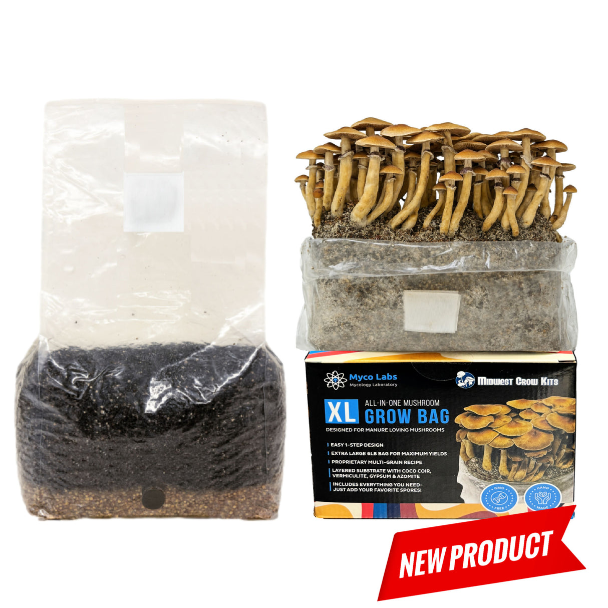 XL All-in-One Mushroom Grow Bag (6 lbs) for Manure Loving Mushrooms