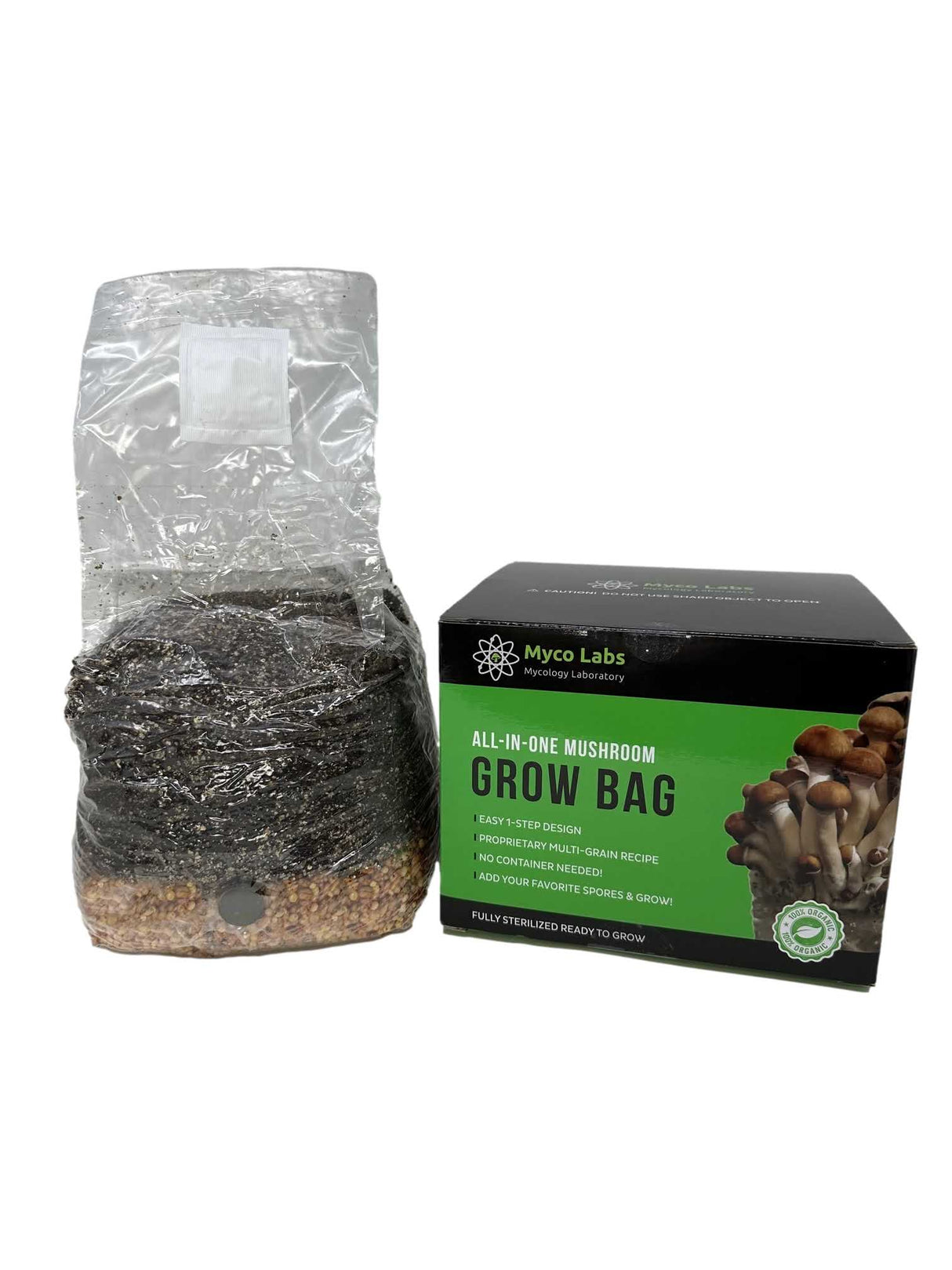 All-in-One Mushroom Grow Bag (4 lbs) for Manure Loving Mushrooms with retail box whats included