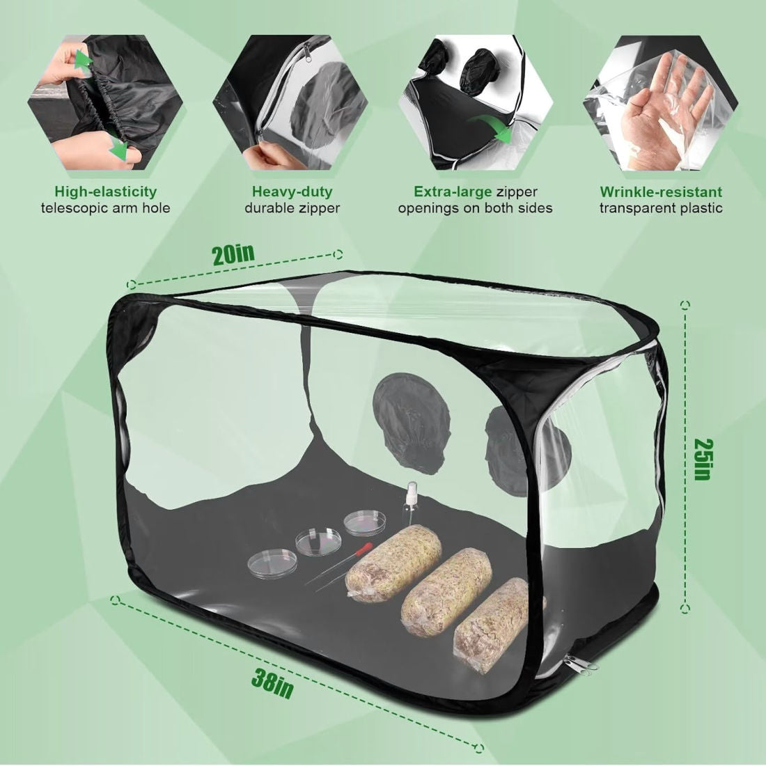 Blue Myco Large Still Air Box (SAB) Sterile Workstation 38" X 20" X 25" display