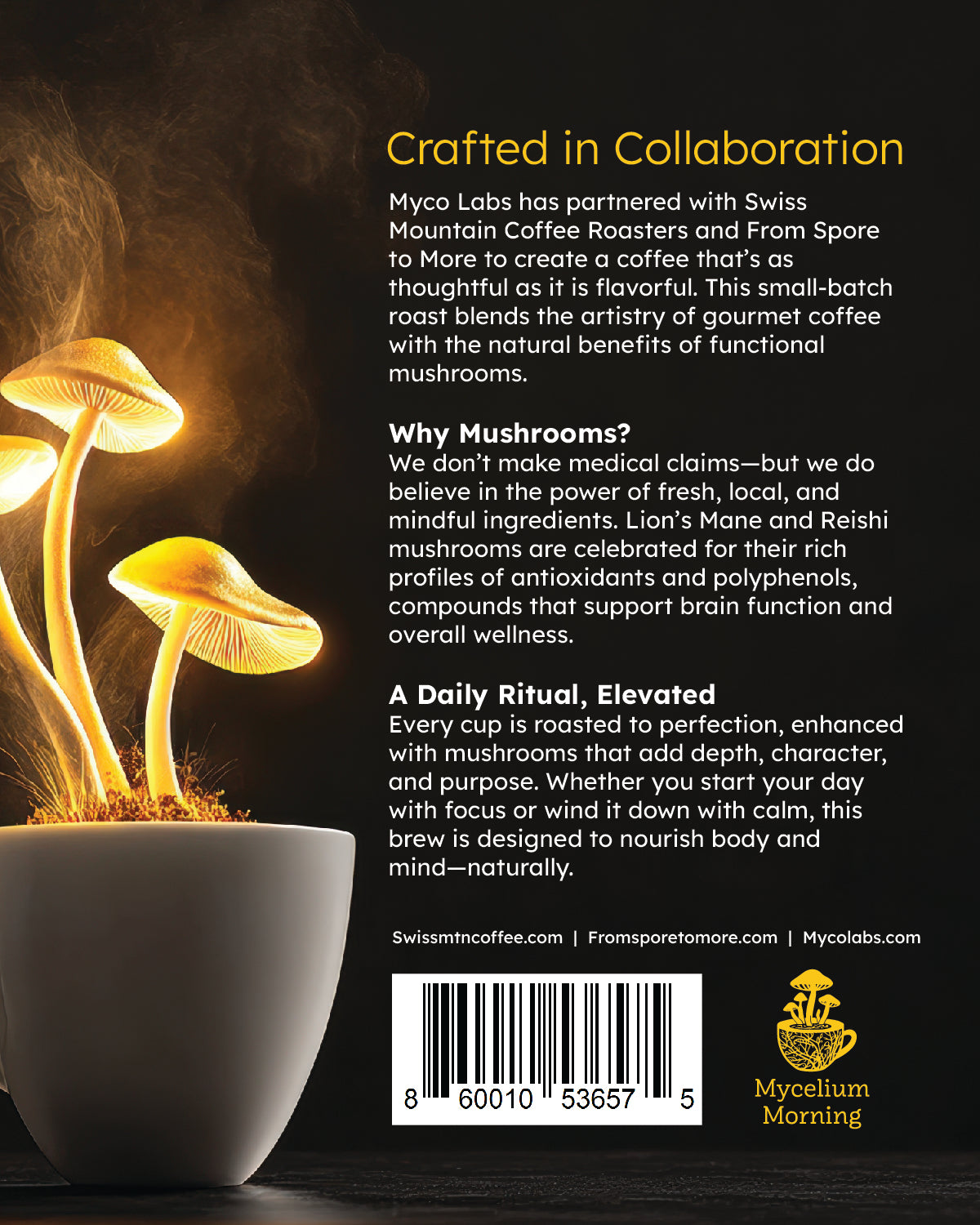 Mycelium Morning – 8oz Ground Mushroom Infused Coffee