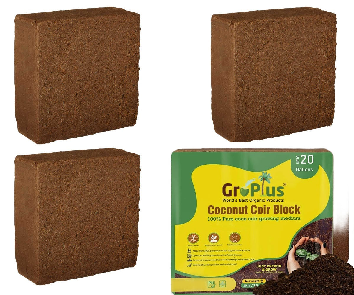 Coco Coir Brick (4-Pack) Gro-Plus 5kg Premium 10 Pound Coir Block Bundle