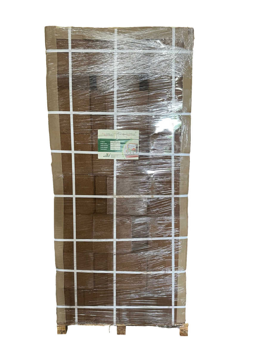 Wholesale Pallet of 5KG Premium Gro-Plus Coco Coir Bricks (220 Bricks) - Midwest Grow Kit's Wholesale & Services (Image 1)
