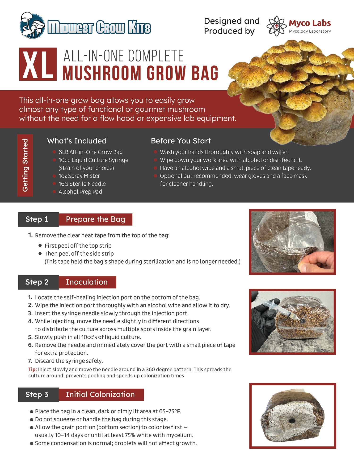 Complete XL ALL-IN-ONE Wood Lover's Mushroom Grow Bag Kit (6LB)