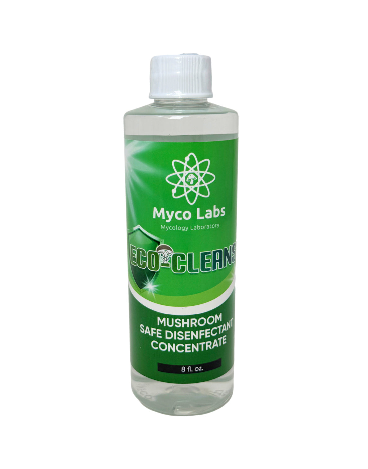 Bottle of Myco Labs Eco-Cleanse Mushroom Safe Disinfectant Concentrate on a white background