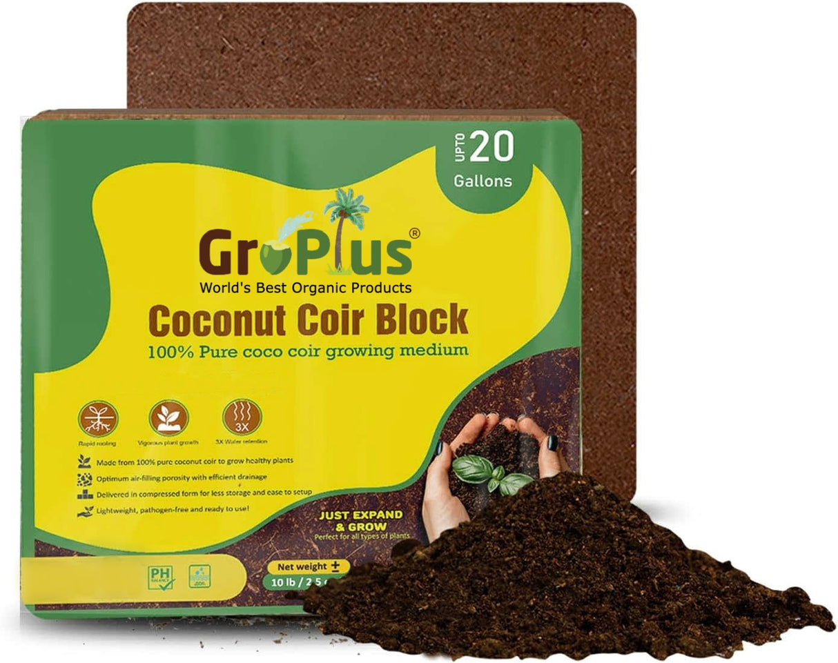 Coco Coir Brick Gro-Plus 5kg Premium 10 Pound Coir Block