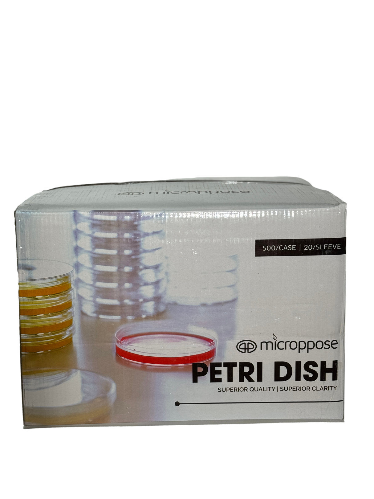 Microppose Petri Dishes 90mm x 15mm Plates With Vented Lid, Polystyrene Sterile (500-Pack Case)