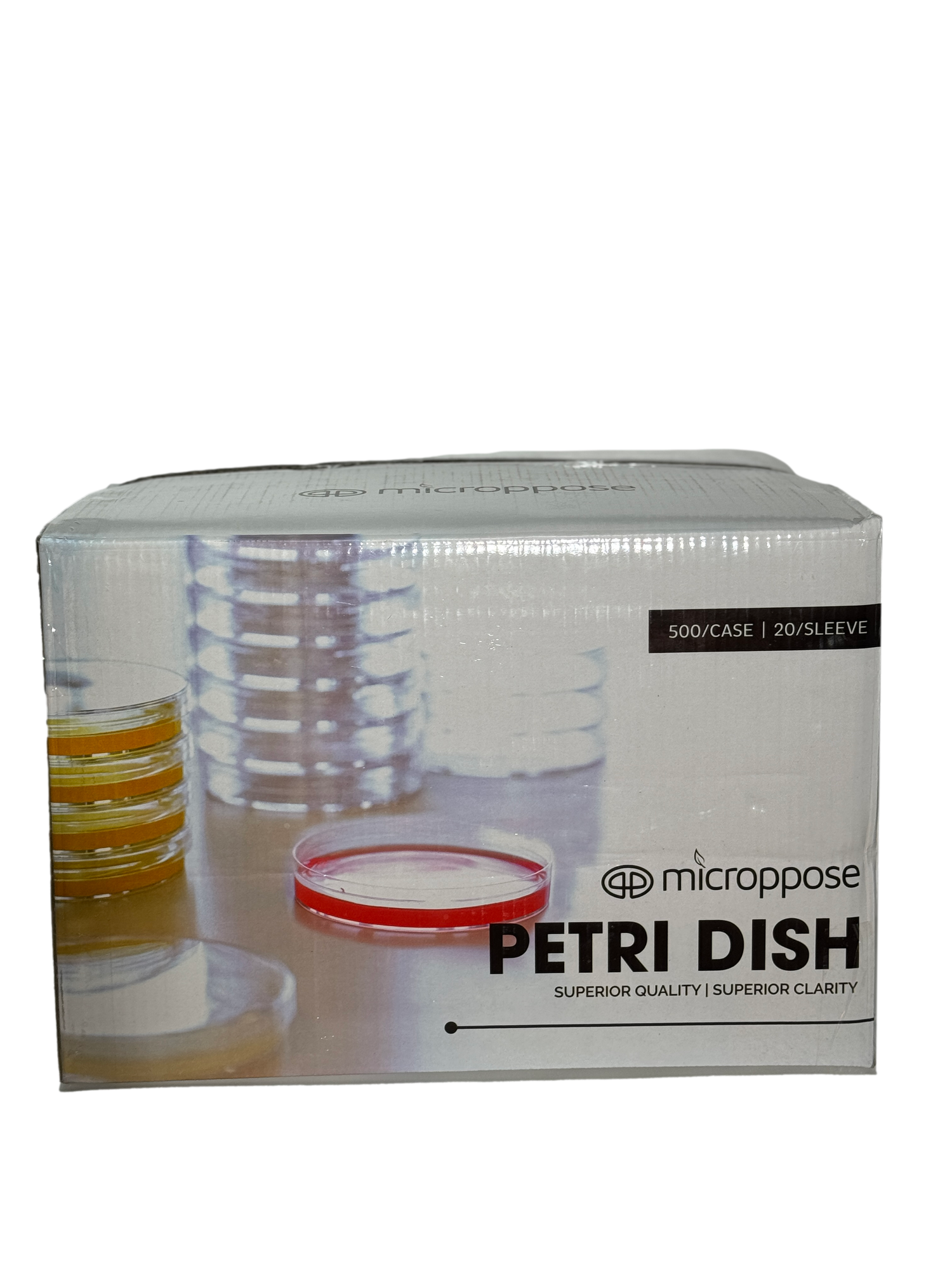 Microppose Petri Dishes 90mm x 15mm Plates With Vented Lid, Polystyrene Sterile (500-Pack Case)
