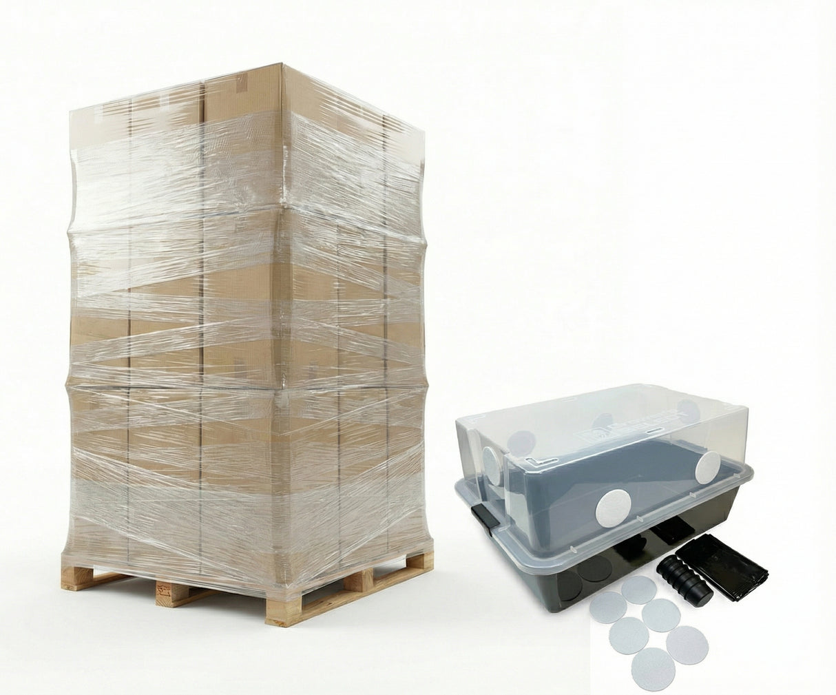 Wholesale Lot Grower's Select Monotub Fruiting Chambers with Filter Disks and Liners 1- Pallet
