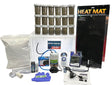 Mushroom growing kit with PF tek jars,  including a heat mat, substrate, and accessories on a white background