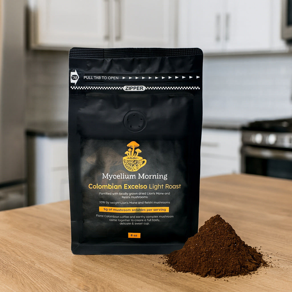 Mycelium Morning – 8oz Ground Mushroom Infused Coffee