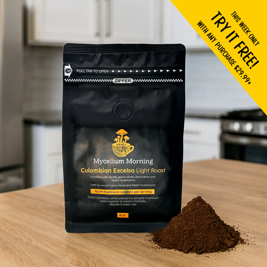 Mycelium Morning – 8oz Ground Mushroom Infused Coffee
