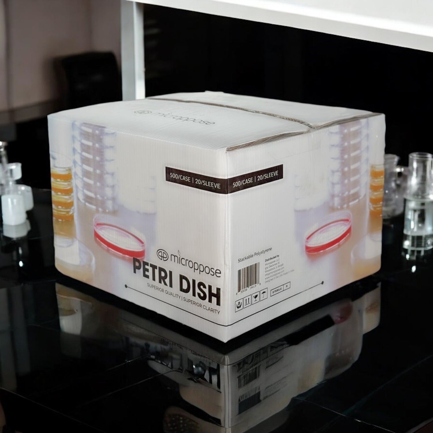 Microppose Petri Dishes 90mm x 15mm Plates With Vented Lid, Polystyrene Sterile Case