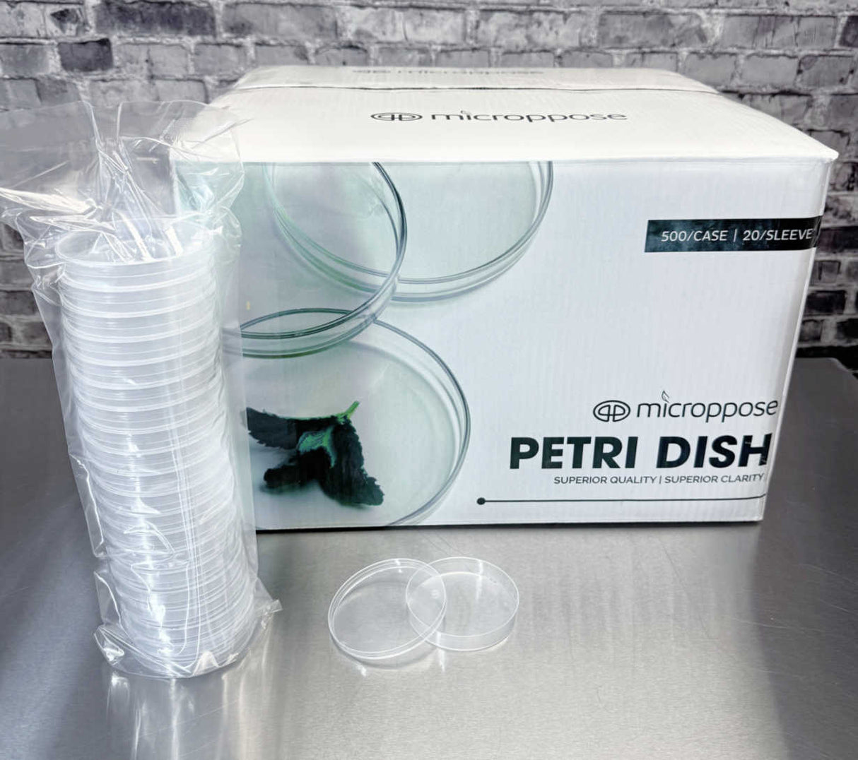 Microppose Reusable Autoclavable Petri Dishes 90mm x 15mm Plates With Vented Lid, Sterile (500-Pack Case)