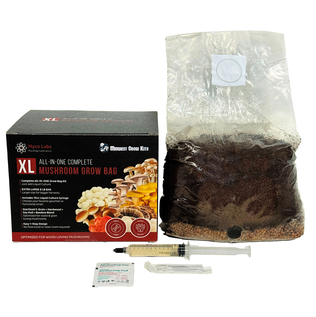 Complete XL ALL-IN-ONE Wood Lover's Mushroom Grow Bag Kit (6LB)