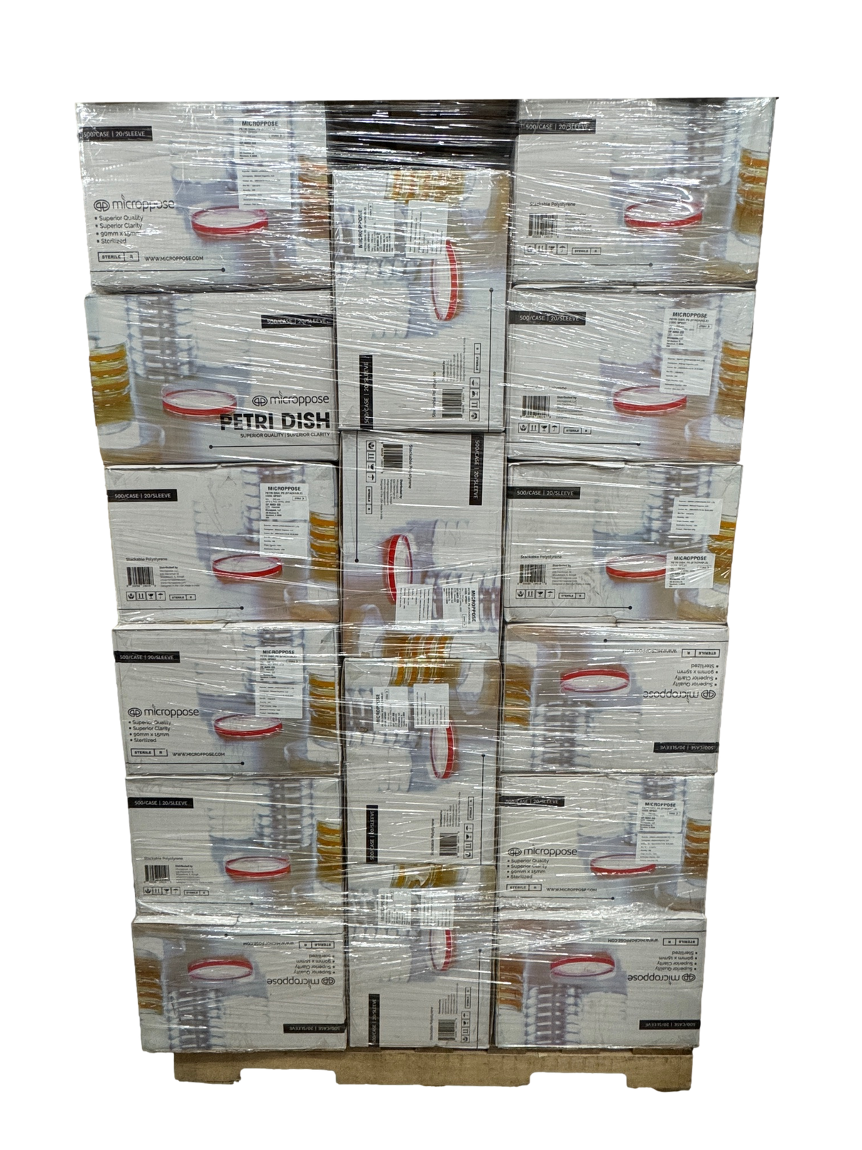 Microppose Petri Dishes 90mm x 15mm Plates With Vented Lid, Polystyrene Sterile (500-Pack Case)