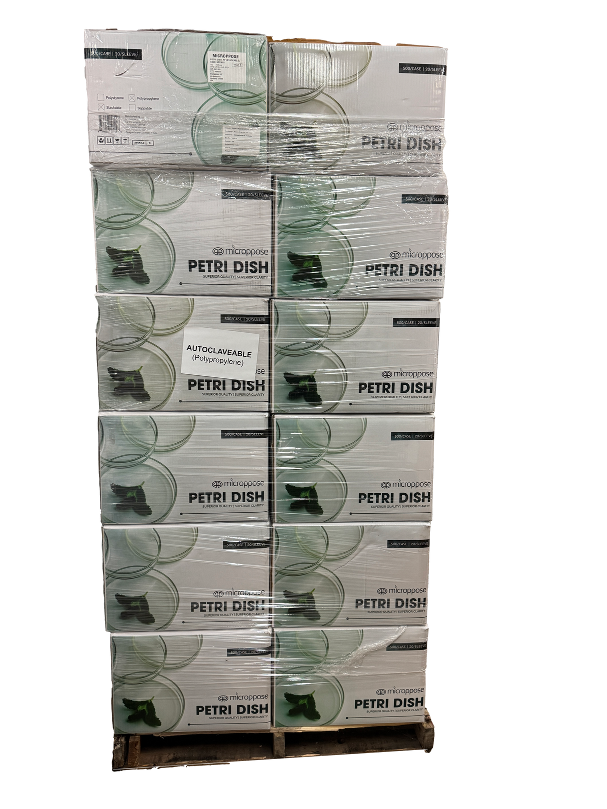 Microppose Reusable Autoclavable Petri Dishes 90mm x 15mm Plates With Vented Lid, Sterile (500-Pack Case)