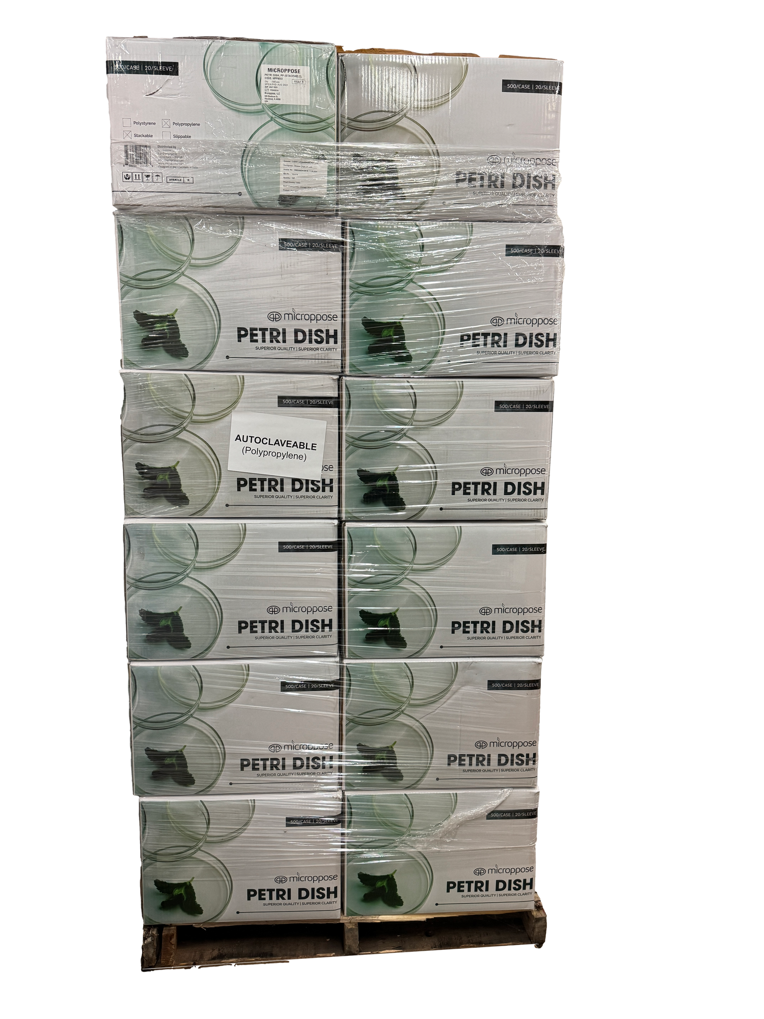 Microppose Reusable Autoclavable Petri Dishes 90mm x 15mm Plates With Vented Lid, Sterile (500-Pack Case)