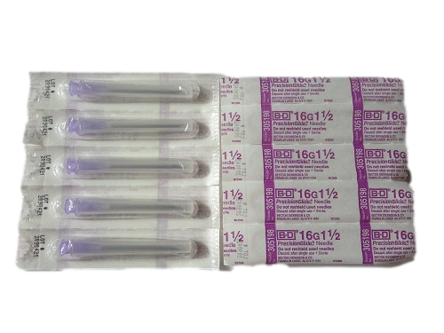 Sterile Syringe Needles 1.5" 16G (Pack of 5)