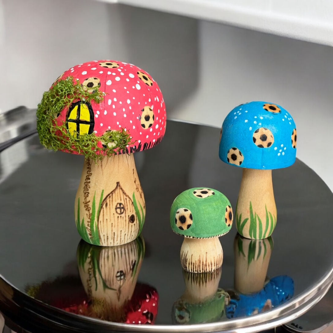 Hand Painted Mushroom Decor