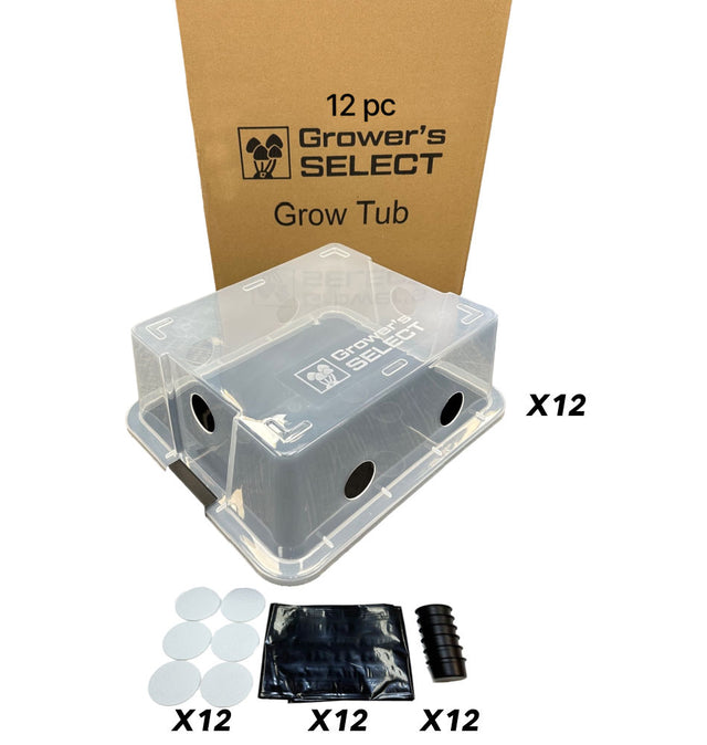Wholesale Lot Grower's Select Monotub Fruiting Chambers with Filter Disks and Liners (12-Pack)