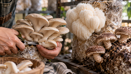 harvesting mushrooms when viel opens