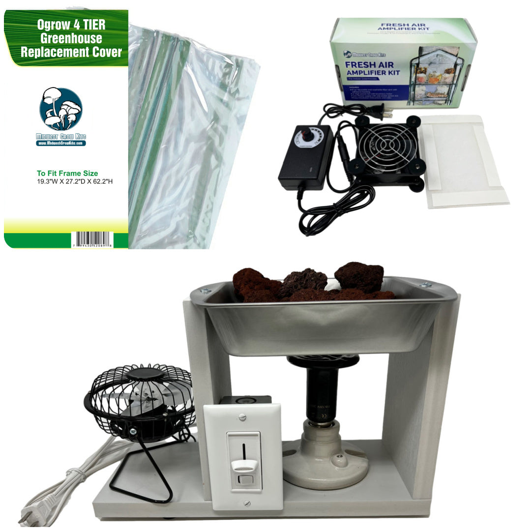 collection of parts and upgrades for mushroom ecosphere system