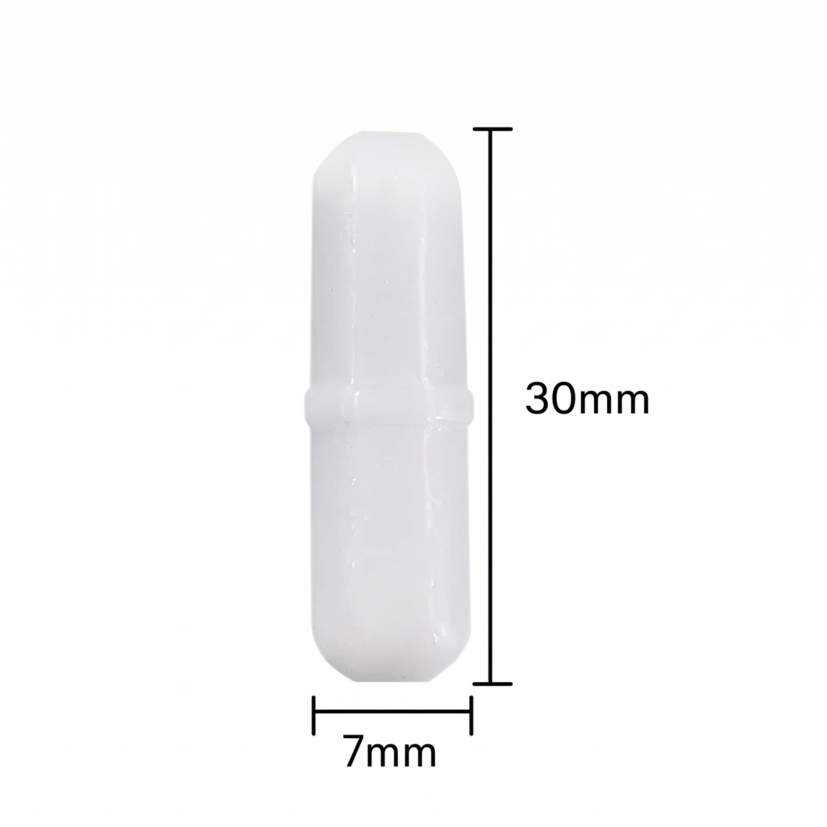 1 Magnetic stir bar 30mmx7mm showing size.