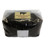 Midwest's Black Cow Casting Mix in a clear plastic bag with a tan label, shown against a plain white background.