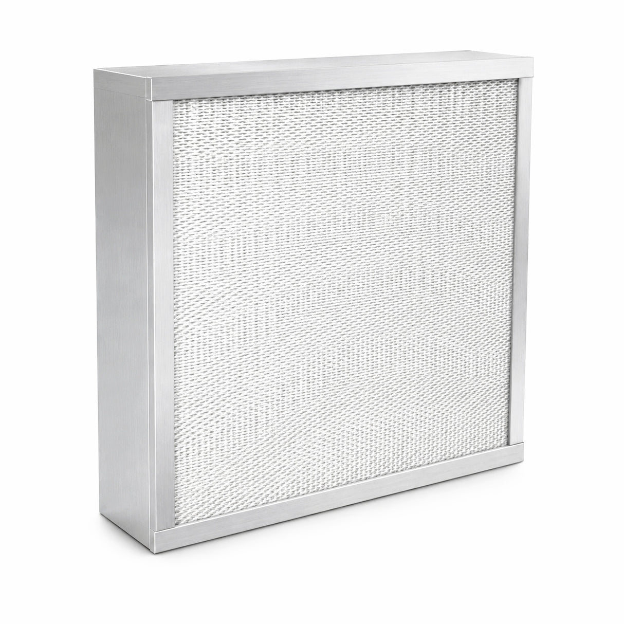 Rectangular HEPA 24"x24" air filter with a white frame on a white background