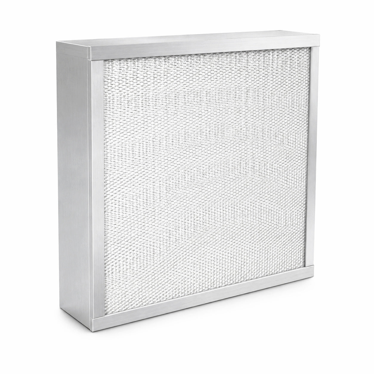 Rectangular HEPA 24"x24" air filter with a white frame on a white background