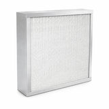 Rectangular HEPA 24"x24" air filter with a white frame on a white background