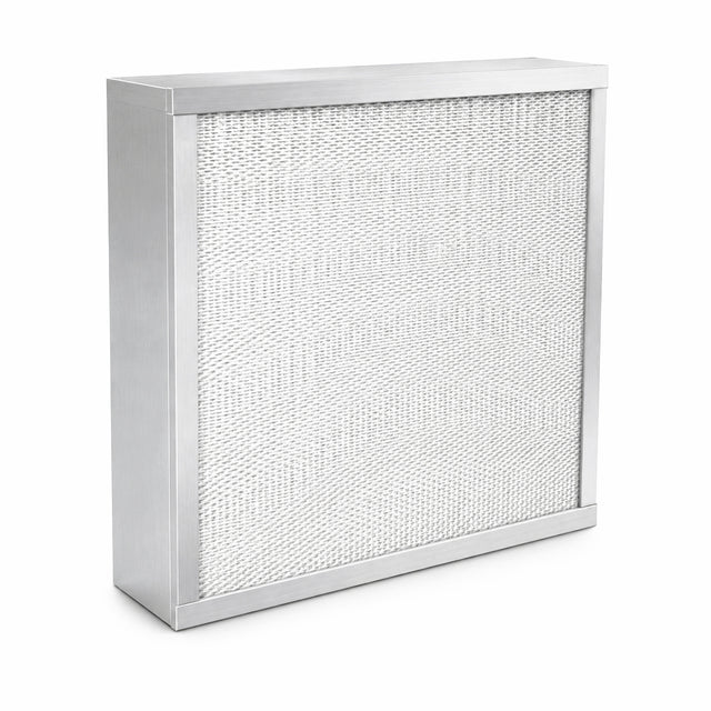 Rectangular HEPA 24"x24" air filter with a white frame on a white background