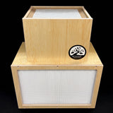 View of Bonsai XL laminar Flow hood from the top showing the pre-filter cabinet and the HEPA filter