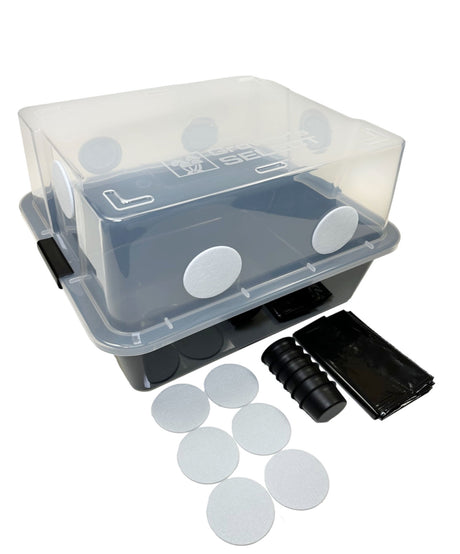 Grower's Select MEDIUM Mushroom Monotub Fruiting Chamber with Filter Disks and Liner 44Q 