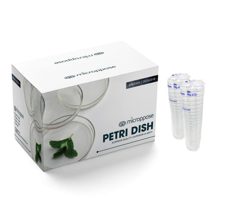 Microppose Reusable Autoclavable Petri Dishes 90mm x 15mm Plates With Vented Lid, Sterile (500 plate Case) 