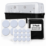 Boomr Bin compatible replacement kit: twelve 1.5 inch filter disks, six 2.5 inch filter disks and a 3-pack of large monotub liners