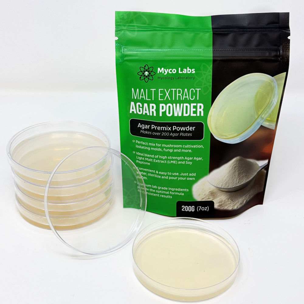 Myco Labs Light Malt Extract (LME) Agar Powder Blend - Makes 200+ Agar Plates 200g (7oz) 