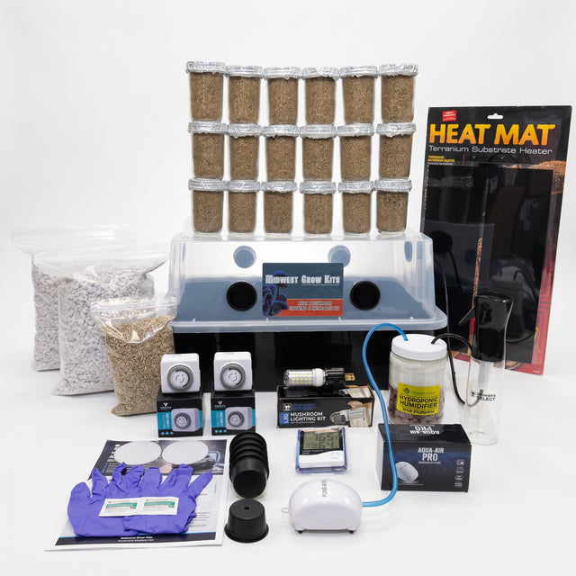 Mega Mushroom Kit Monotub Edition with 18 PF TEK Jars, heat mat, timer, light, thermometer and more