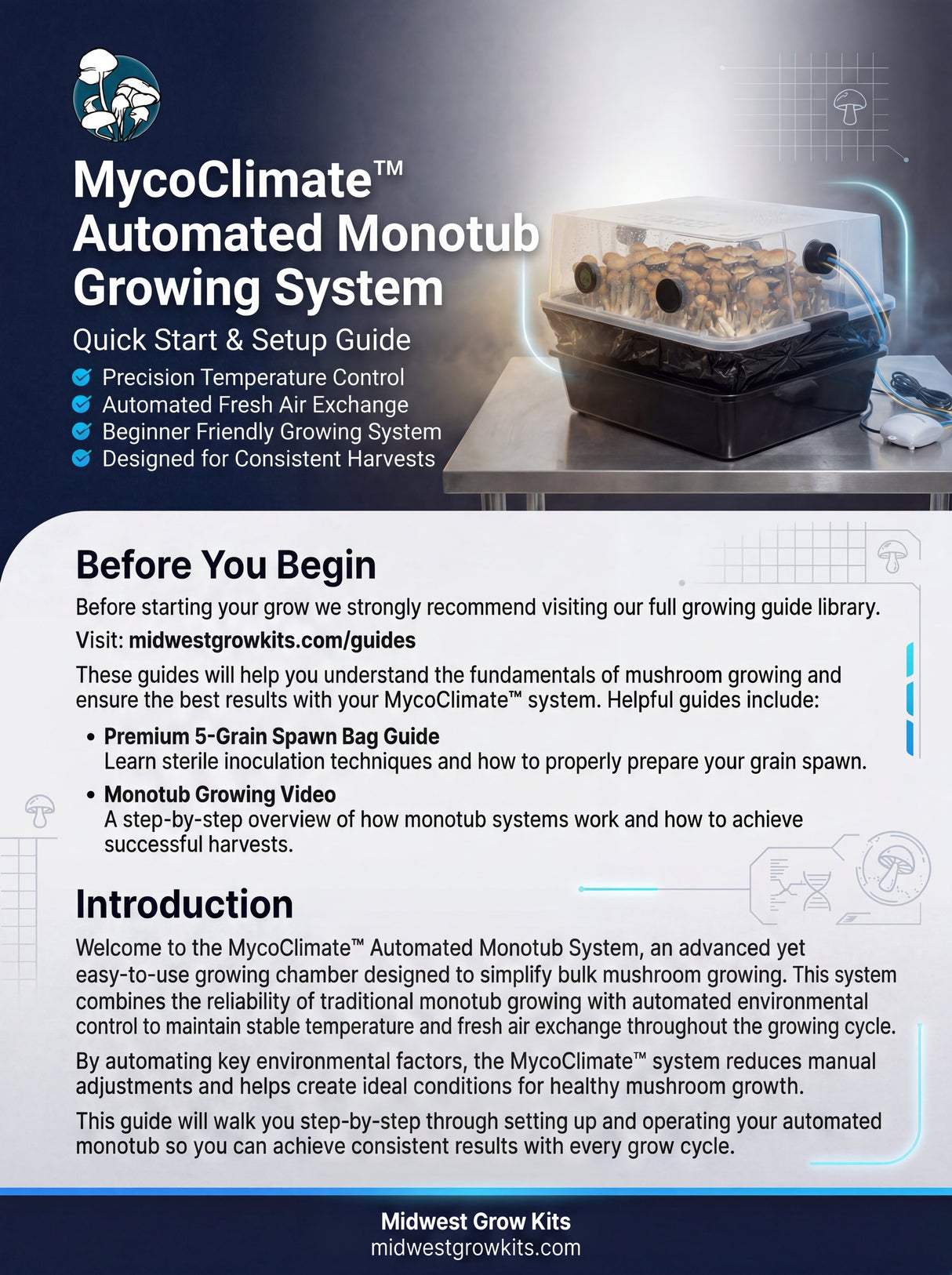 MycoClimate™ 66Q Automated Monotub Mushroom Grow Kit – Temperature & Fresh Air Control