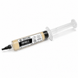 A syringe-style container of Myco Labs Portobello Agar PDA (liquid culture medium) on a clean white background. The beige liquid is visible through the clear barrel, with a black and white label showing the brand and product details.