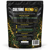 Myco Labs Culture Blend Formula 15 Liquid Culture premix bag. Shows instructions on how to make the liquid culture mix along with product information. 