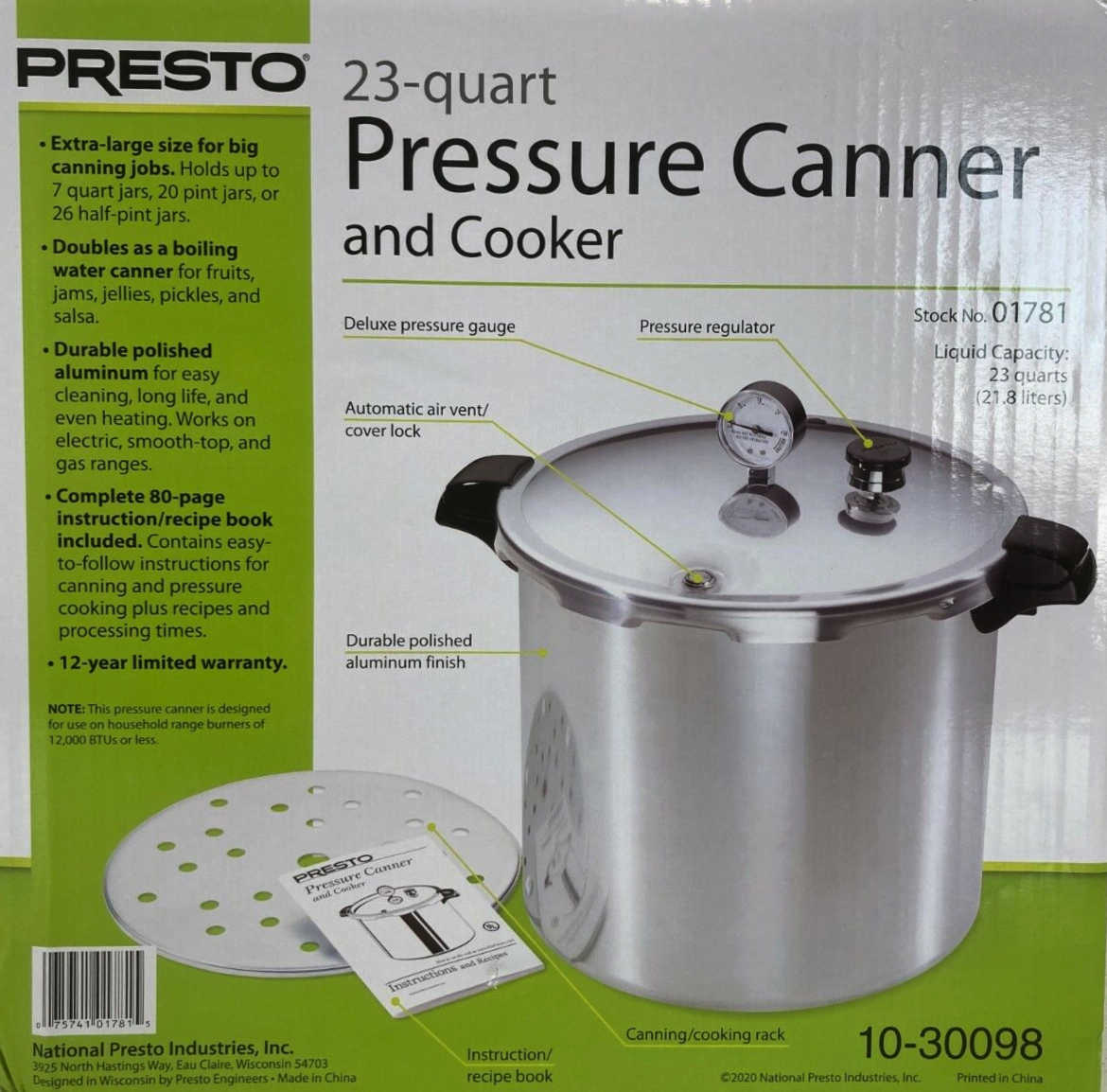 Presto 23QT Pressure Cooker 01781 | Midwest Grow Kits