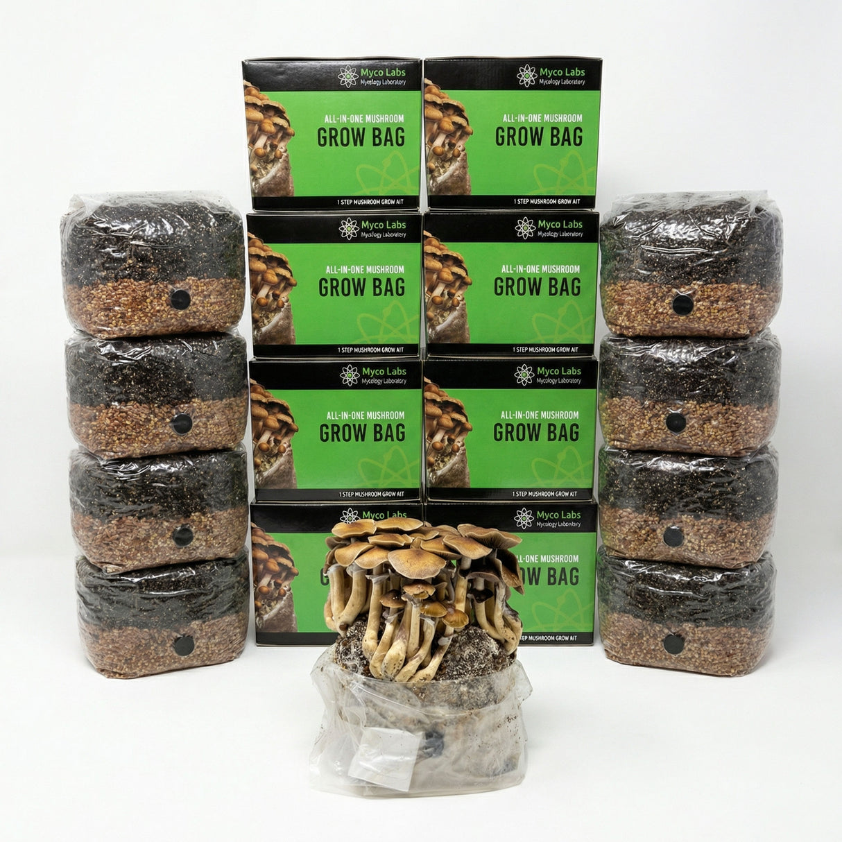 wholesale lot of 4lb all-in-one bags stacked. 