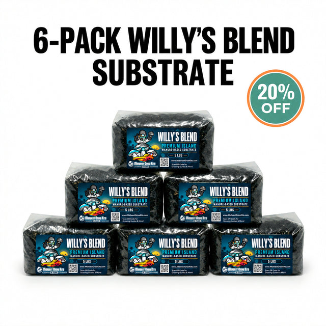 Willy's Blend manure-based mushroom substrate 30 lb bulk 6-pack of 5 lb bags