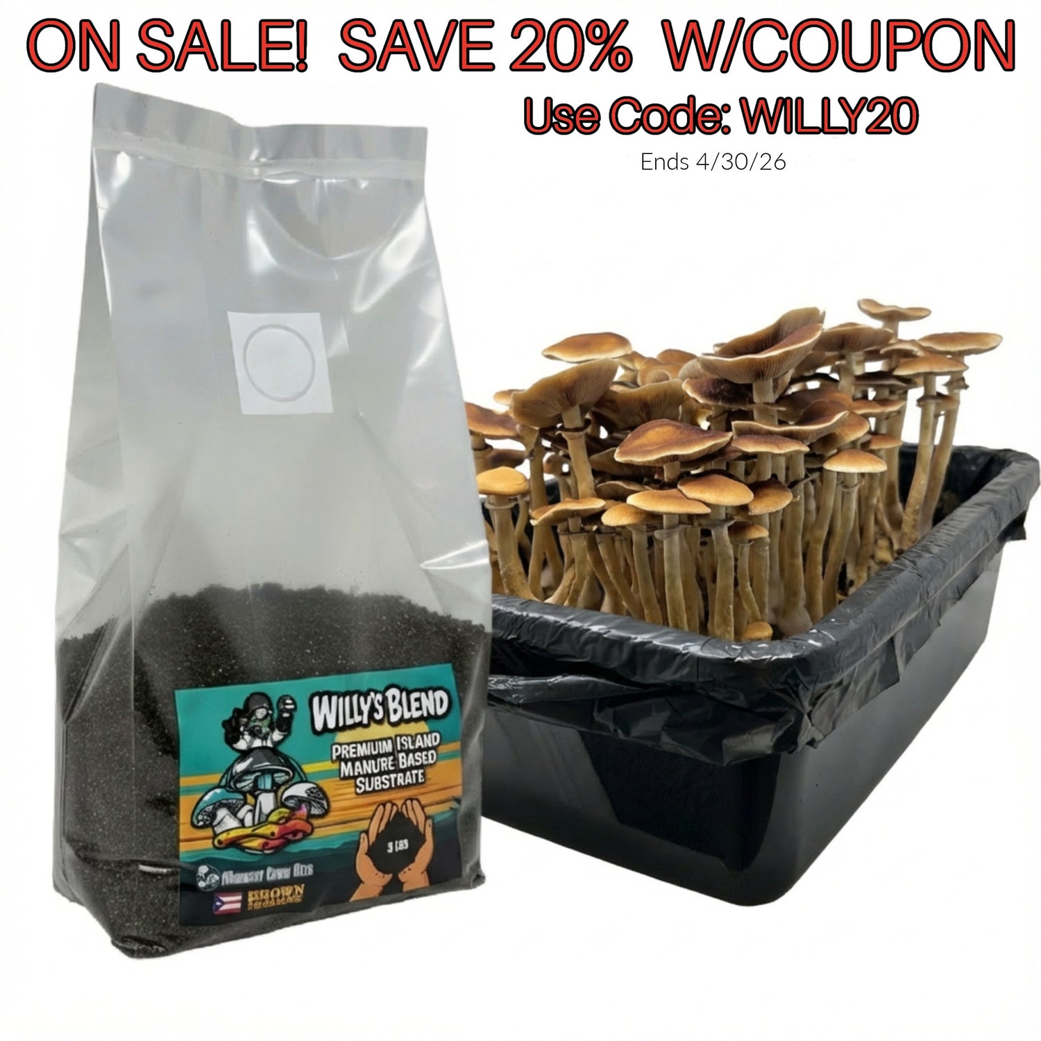 Willy's Blend - Willy Myco's Official Premium Imported Manure-Based Substrate - 5 lbs