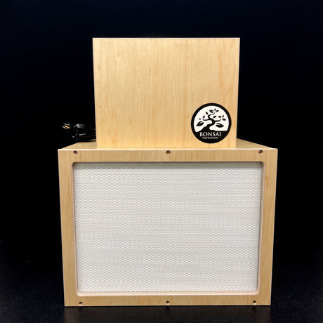 a Bonsai horizontal laminar flow hood with hepa filter and prefilter cabinet