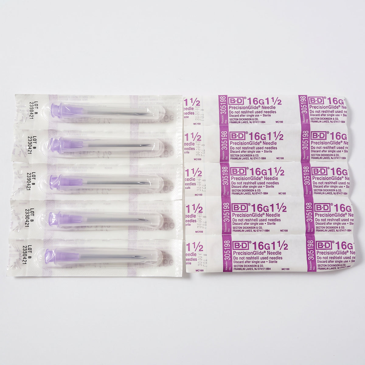 BD Sterile Syringe Needles 1.5" 16G (Pack of 5) 